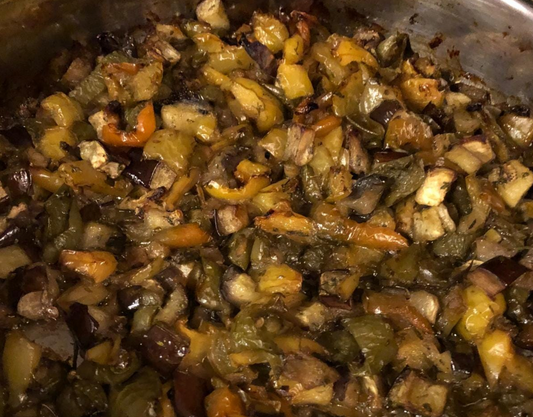 Oven Roasted Eggplant and Peppers